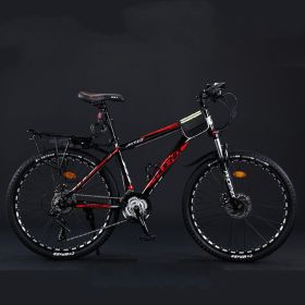 Variable Speed Shock Absorption Mountain Bike (Option: Black red-Spoke wheel-26inches30speed)
