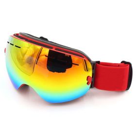 Double layer anti fog skiing mirror (Color: Red)