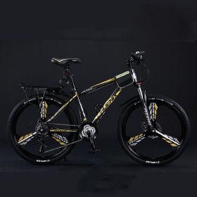 Variable Speed Shock Absorption Mountain Bike (Option: Black gold-Three knife wheel-26inches30speed)