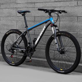 Mountain Bike Bicycle 24 26 Inch Disc Brake Shock Absorption Bicycle Men's And Women's Variable Speed Bicycle (Option: Blue Spoke wheel-21speed)