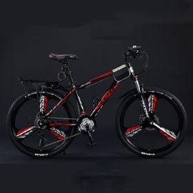 Variable Speed Shock Absorption Mountain Bike (Option: Black red-Three knife wheel-24inches27speed)