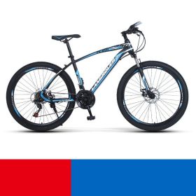 Shock Absorbing Bike Outdoor Riding Variable Speed Cross-country (Option: Black and blue spoke wheel-24inch 24speed)