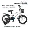 Kids Bike 14 / 16 inch for 3-12 Year Old Boys & Girls with Training Wheels, Freestyle Kids' Bicycle with Bell,Basket and fender.