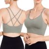 3Packs Women Cross Back Sport Bras Padded Strappy Medium Support Bras