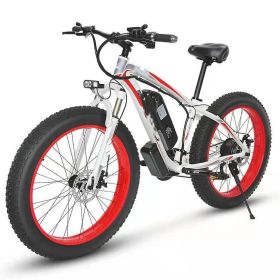 Electric Bicycle Lithium Tram Snow Electric Mountain Bike 21 Speed (Option: Red-US)