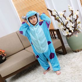 Pajamas Flannel Cartoon One-piece Pajama In Stock Animal Starry Sky Tianma Couple Homewear (Option: Sullivan Blue Cow-125/140)
